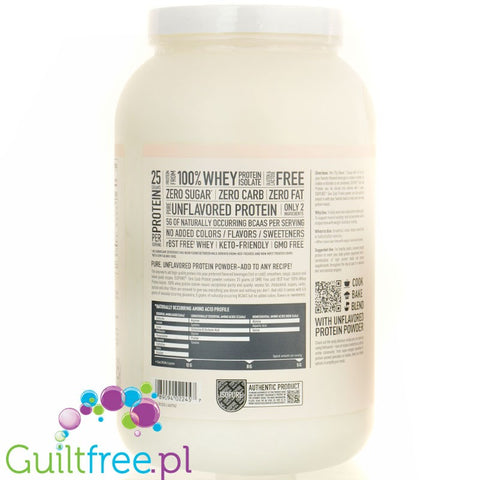 IsoPure Zero Carb Pure 1,36kg - odżywka białkowa bez laktozy, zero węglowodanów 100kcal & 25g białka