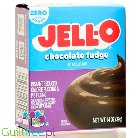 JellO Chocolate Fudge Pudding Zero Sugar - Budyń bez cukru i tłuszczu, smak czekoladowego ciasta