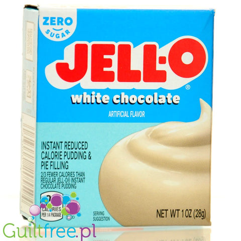 JellO White Chocolate Pudding Zero Sugar - Zero sugar & fat instant pudding, White Chocolate flavor.