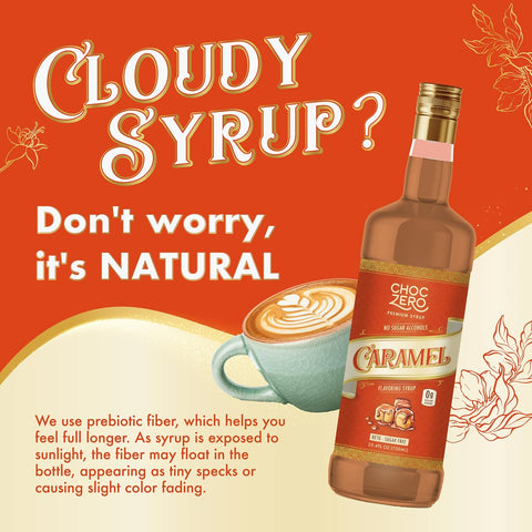 Choc Zero Coffee Syrup, Caramel - sugar and sucralose free coffee syrup with fiber