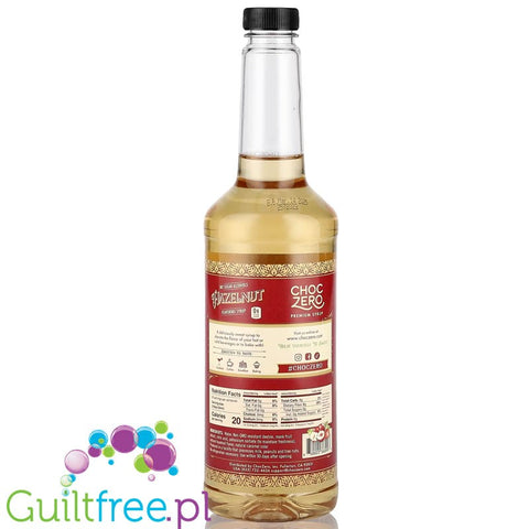 Choc Zero Coffe Syrup, Hazelnut - syrop do kawy bez cukru i sukralozy z błonnikiem, smak Orzech Laskowy