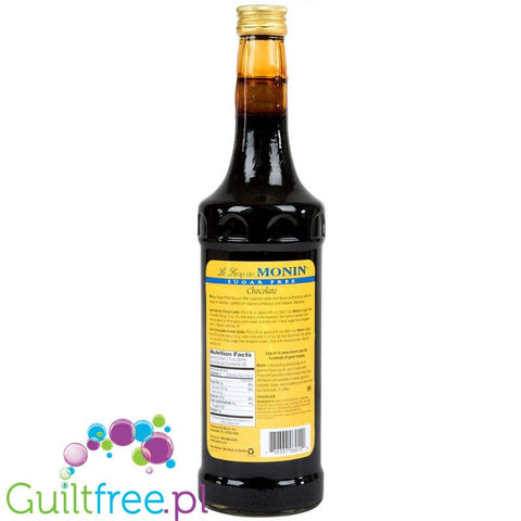 Monin Sugar Free Chocolate Syrup, 0.75L USA - sugar and calorie free syrup for coffee, chocolate flavor