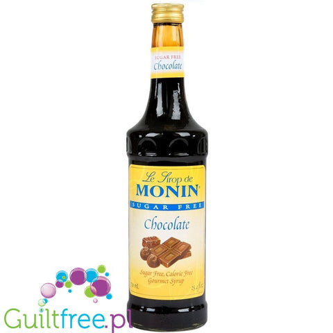 Monin Sugar Free Chocolate Syrup, 0.75L USA - sugar and calorie free syrup for coffee, chocolate flavor