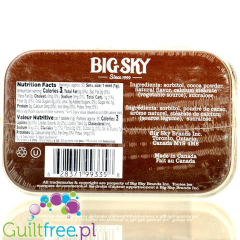 Big Sky Mints Chocolate Mint - pudrowe pastylki bez cukru o smaku czekoladowo-miętowym