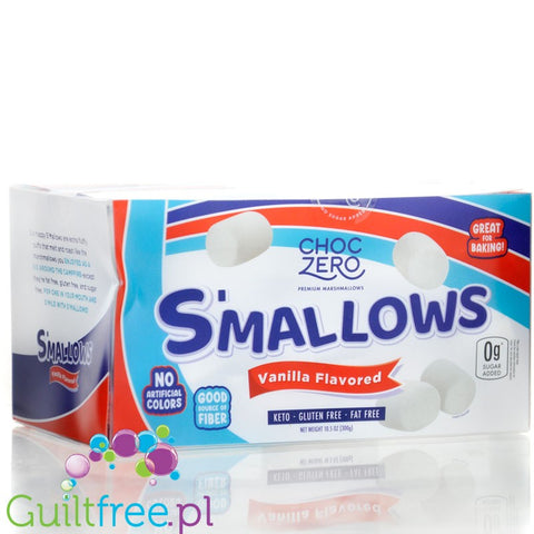 Choc Zero S'Mallows Vanilla XXL - keto waniliowe pianki marshmallow bez cukru i maltitolu, GIGA paka 300g