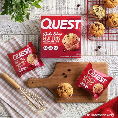 Quest Bakery Shop Chocolate Chip Muffin - protein muffin with chocolate chunks 10g protein
