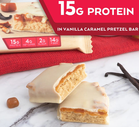 Atkins Meal Vanilla Caramel Pretzel BOX x 5 bars - maltitol-free protein bar 17g protein & 200kcal