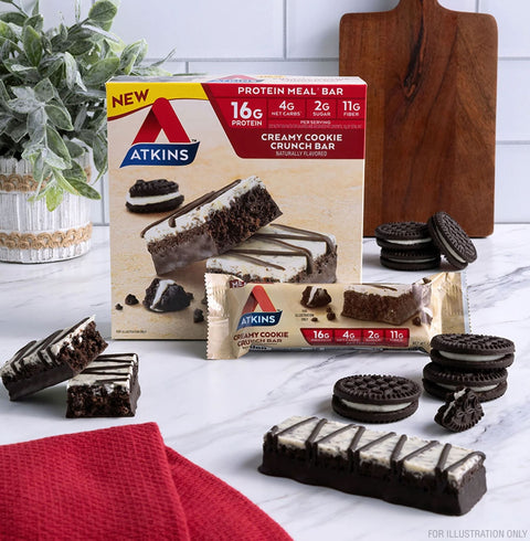 Atkins Meal Creamy Cookie Crunch BOX x 5 bars - maltitol-free protein bar 16g protein & 200kcal