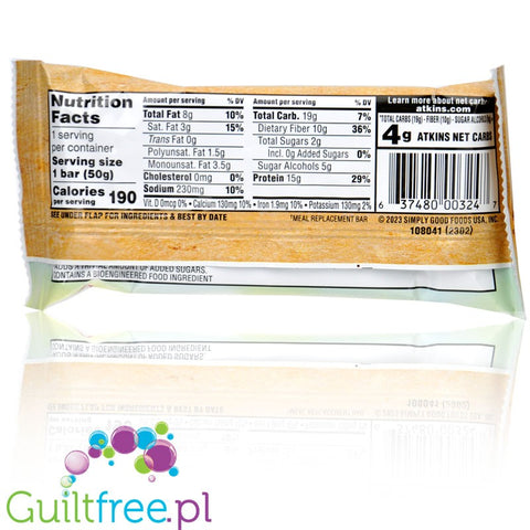 Atkins Meal Soft Baked Vanilla Macadamia Nut - baton śniadaniowy z migdałami i makadamia 190kcal & 15g białka