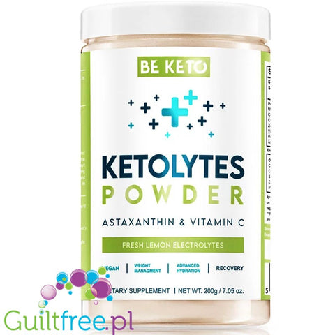 Be Keto Ketolytes Powder, Astaxanthin & Vitamin C, Fresh Lemon - elektrolity w proszku dla diety ketogenicznej