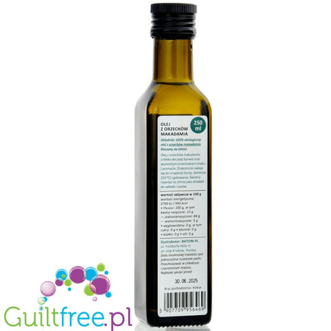 Batom Ekologiczny Olej Makadamia - nierafinowany tłoczony na zimno, jadalny olej macadamia