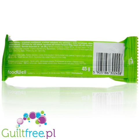 FoodWell Purella Protein Bar Orzeszki w karmelu - baton białkowy z orzechami, karmelem i mleczną czekoladą