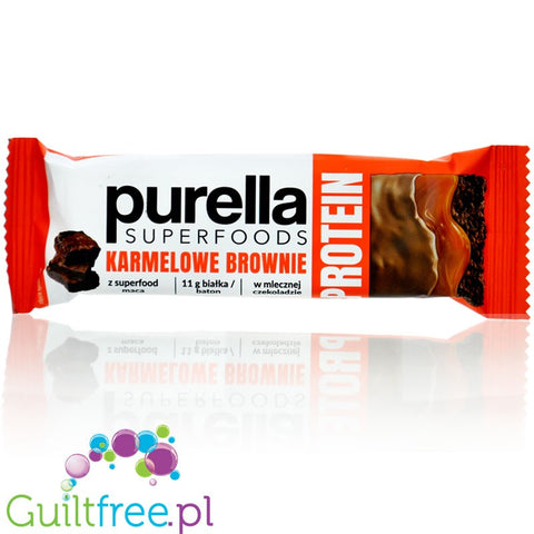 FoodWell Purella Superfood Protein Bar Karmelowe Brownie - baton białkowy czekoladowy z maca oblany czekoladą