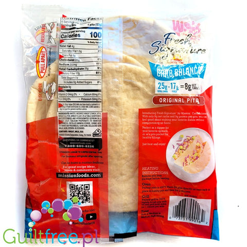 Mission Carb Balance Original Pita - niskowęglowodanowe pity błonnikowe 100kcal & 8g węglowodanów