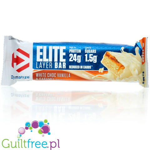Dymatize Elite Layer Bar White Chocolate Vanilla & Caramel - baton białkowy o smaku waniliowym z karmelem w białej czekoladzie