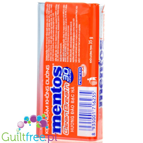 Mentos Clean Breath Peach Mints - Vietnamese sugar-free peach-flavored mints.