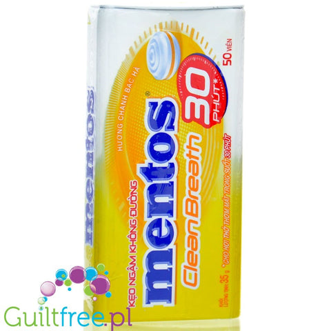 Mentos Clean Breath Lemon Mints - Vietnamese sugar-free lemon-flavored mints.