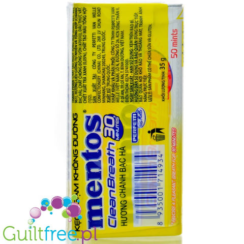 Mentos Clean Breath Lemon Mints - Vietnamese sugar-free lemon-flavored mints.