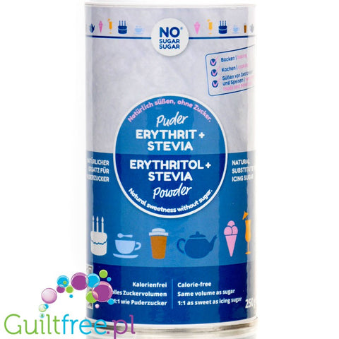 No SUGAR SUGAR Erythritol & Stevia Powder - loose sweetener with no calories a la powdered sugar, strainer packet