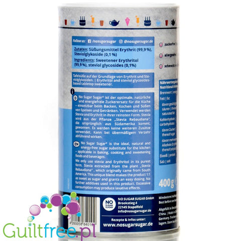 No SUGAR SUGAR Erythritol & Stevia loose sweetener with no calories, strainer packet