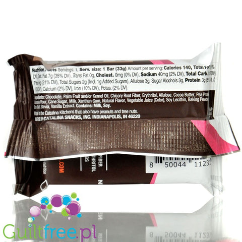 Catalina Crunch Dark Chocolate Cookie Bar, Raspberry - keto batonik ciasteczkowy w czekoladzie z kremem malinowym