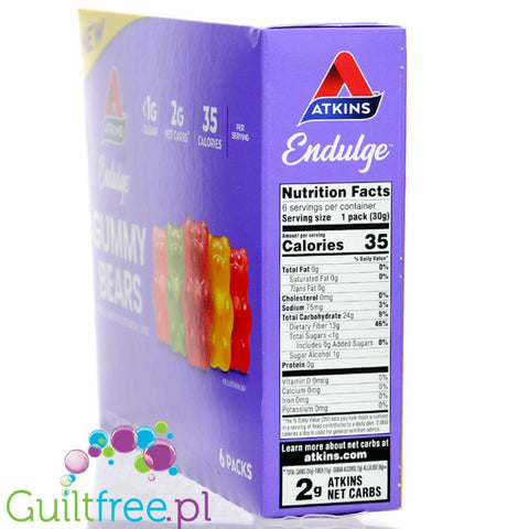 Atkins Endulge Gummy Bears BOX x 6 sachets - fruit keto jelly bears without sugar
