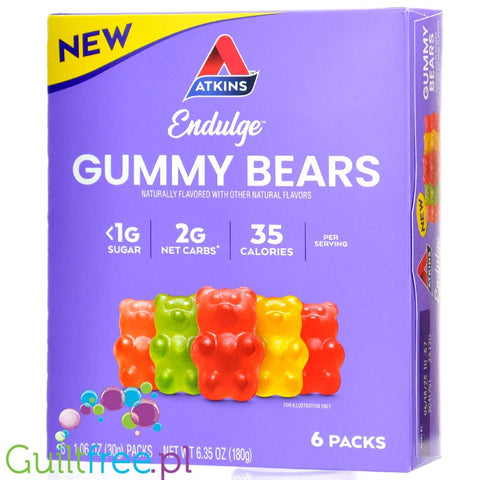 Atkins Endulge Gummy Bears BOX x 6 sachets - fruit keto jelly bears without sugar