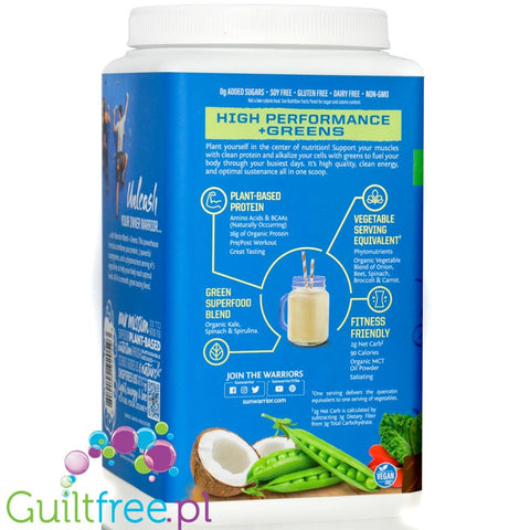 Sunwarrior Protein + Greens Warrior Blend, Chocolate 0,75kg - wegańska organiczna odżywka białkowa z MCT