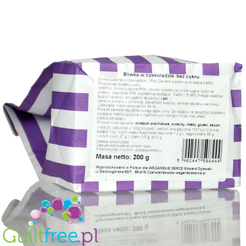 Vegan Heart, Plum in vegan chocolate no added sugar, gluten free, lactose free