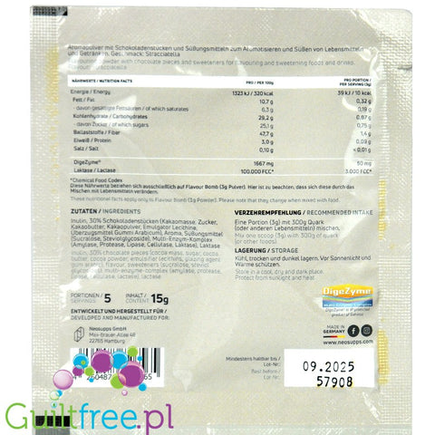 NeoSupps Flavor Bomb Stracciatella 10kcal - błonnikowy aromat słodzący w proszku, Śmietankowy z kawałkami czekolady