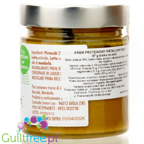 NaMa Le Creme Proteiche Pistacchio White 35% pistachio - sugar free pistachio protein cream with erythrol
