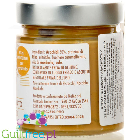 NaMa Le Creme Proteiche Caramello Salato - wegański proteinowy krem arachidowy bez cukru ze słonym karmelem i erytrolem