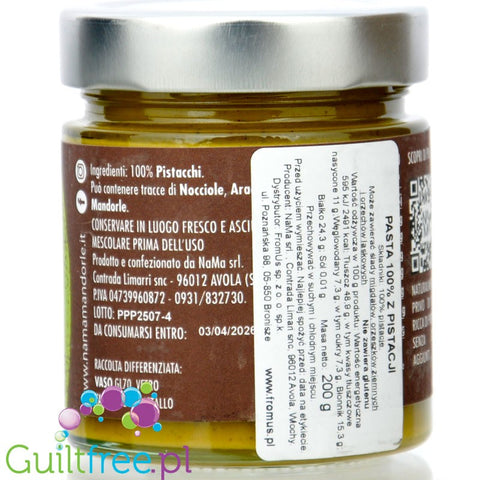 NaMa Crema Integrale di Pistacchi - włoski krem z sycylijskich pistacji 100% bez dodatków