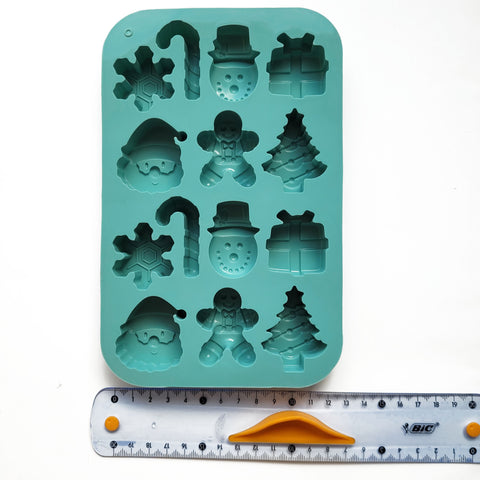 Silicone mold for gingerbread and cookies, Christmas, Christmas turquoise mix shapes