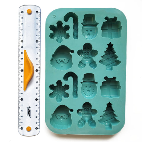 Silicone mold for gingerbread and cookies, Christmas, Christmas turquoise mix shapes