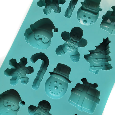 Silicone mold for gingerbread and cookies, Christmas, Christmas turquoise mix shapes