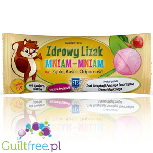 Healthy lollipop Yum-yum sweetened with xylitol and stevia with dried strawberries
