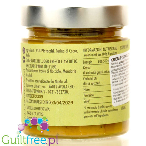 NaMa Crema di Cocco & Pistacchi - krem pistacjowo-kokosowy bez cukru i słodzików, z miodem