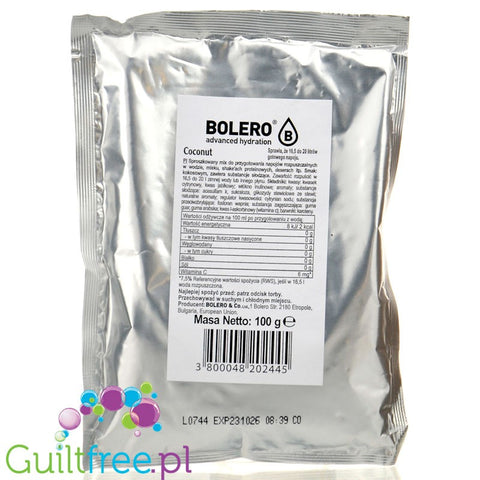 Bolero Drink XXL Coconut 100g - powder for drinks and desserts with stevia without sugar, mix for 20 liters