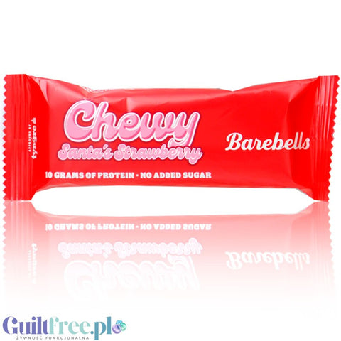 Barebells Chewy Santa's Strawberry - an over-delicious White Chocolate & Strawberry Marshmallow protein bar