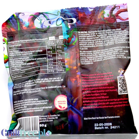 Pandy Candy Musse & Helium, Wild Berry - sour fiber jelly beans without sugar 45% less calories, Forest Fruits