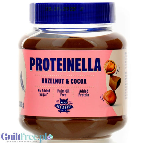HealthyCo Proteinella Hazelnut & Cocoa - proteinowy krem czekoladowy z orzechami, bez cukru i oleju palmowego 360g
