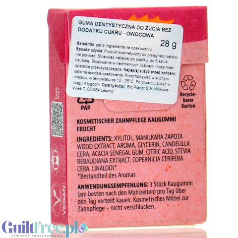 Birkengold Xylit Kaugummi, Frucht - sugar-free dental chewing gum with xylitol, Multifruit flavor