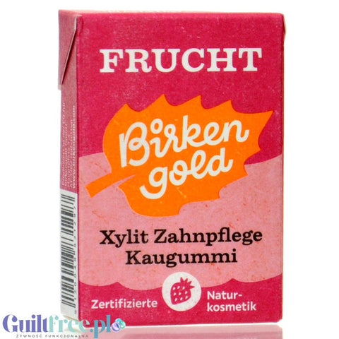 Birkengold Xylit Kaugummi, Frucht - sugar-free dental chewing gum with xylitol, Multifruit flavor