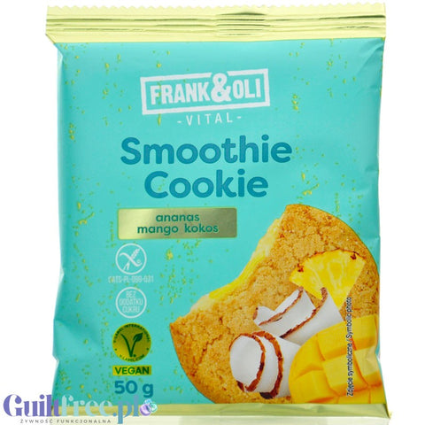 Frank & Oli Smoothie Cookie - Ananas, Mango & Kokos - wegańskie nadziewane bezglutenowe ciastko owsiane bez dodatku cukru