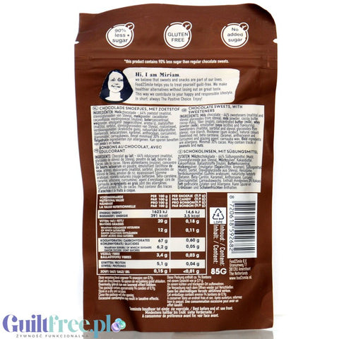 Food2Smile Chocolate Miles - no added sugar milk chocolate lentils