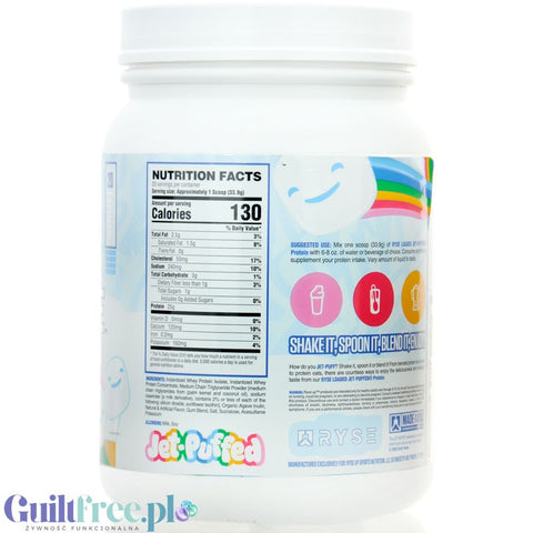 Ryse Loaded Protein Jet Puffed Marshmallow 0.68kg - protein nutrition with WPC and WPI, 25g protein