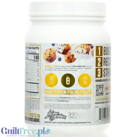 Ryse Loaded Protein Bluebbery Muffin 0,7kg - odżywka białkowa z WPC i WPI, 25g białka
