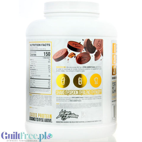 Ryse Loaded Protein Chocolate Peanut Butter Cup 1.8KG - protein supplement with WPC and WPI, 25g of protein