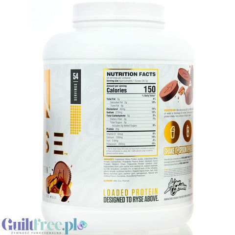 Ryse Loaded Protein Chocolate Peanut Butter Cup 1,8KG - odżywka białkowa z WPC i WPI, 25g białka